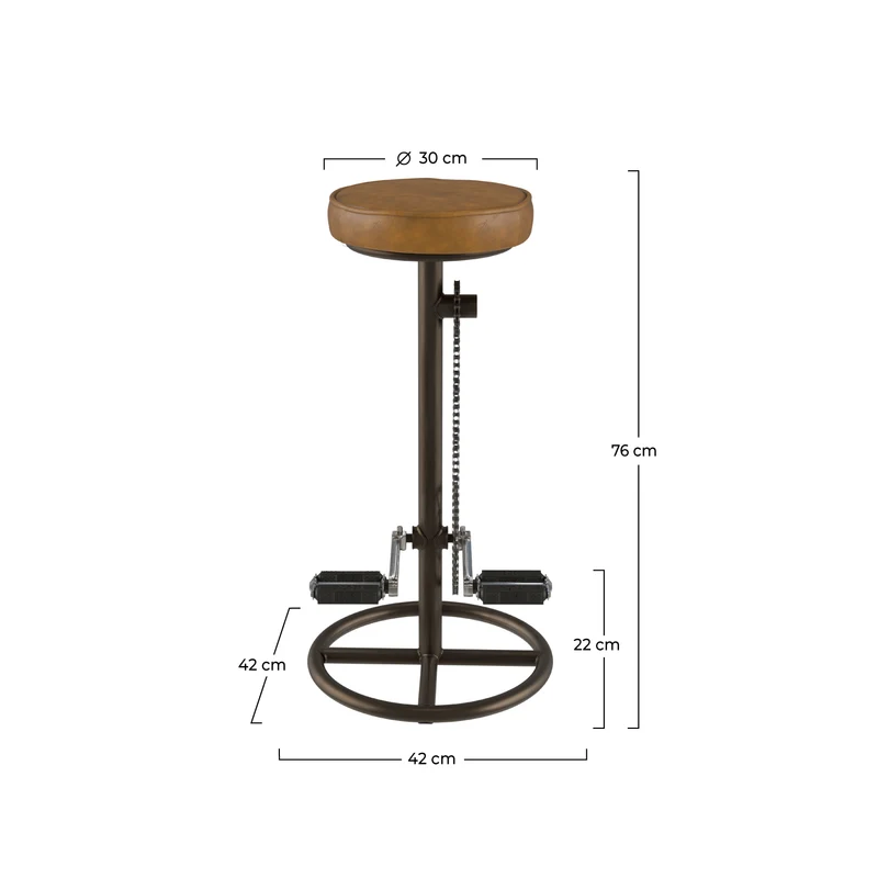 Tabouret de bar indus Gaya en cuir 73 cm