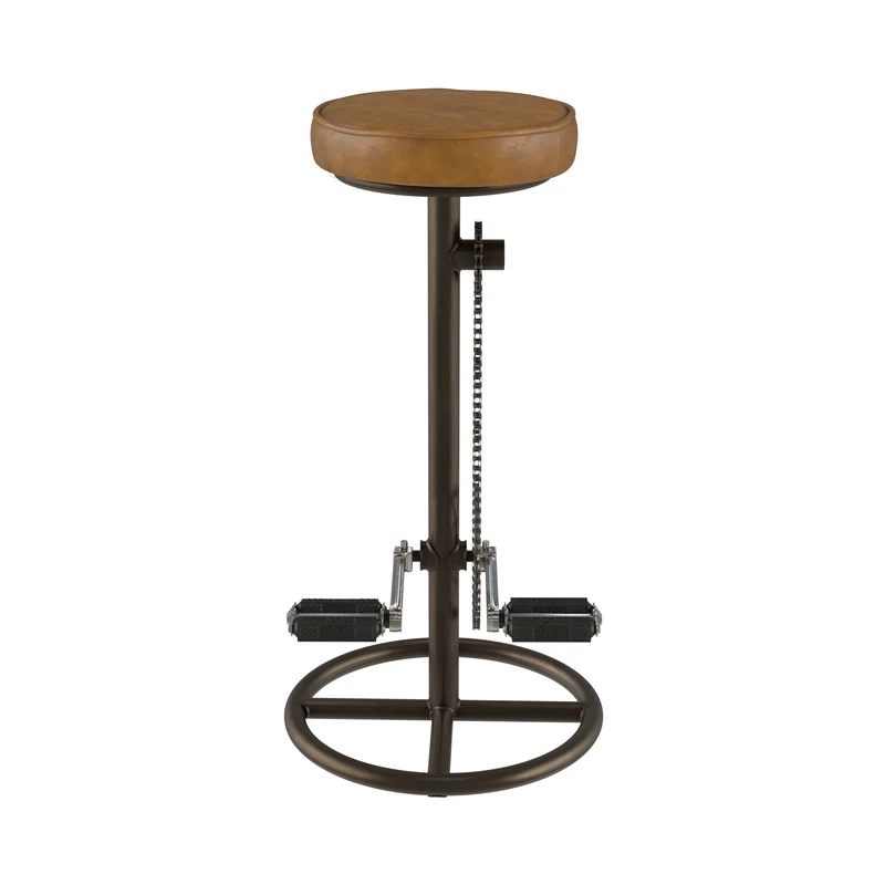 Tabouret de bar indus Gaya en cuir 73 cm