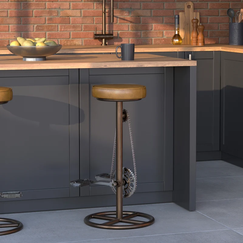 Tabouret de bar indus Gaya en cuir 73 cm