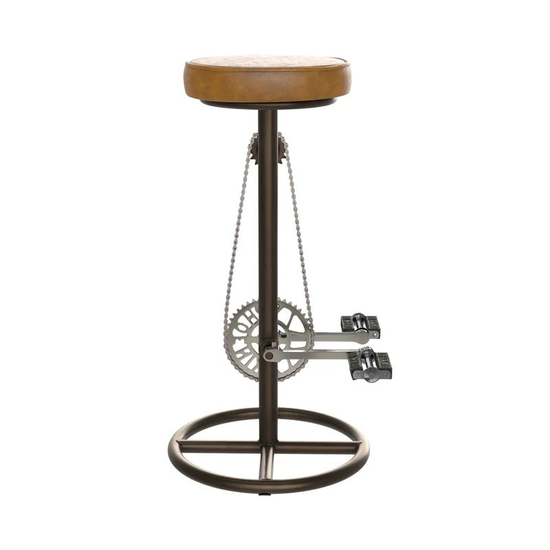 Tabouret de bar indus Gaya en cuir 73 cm