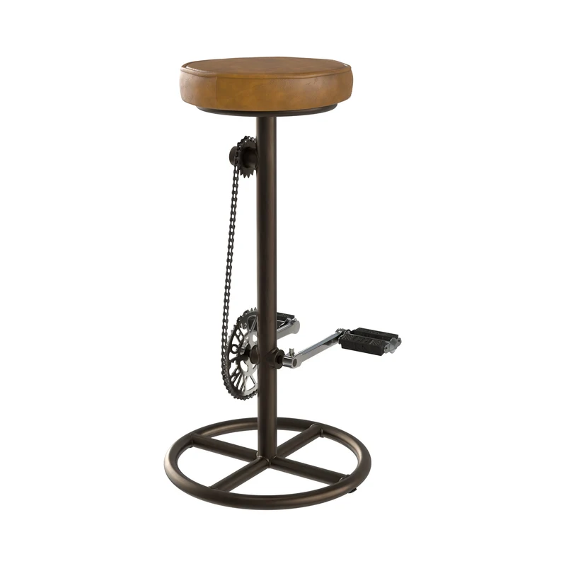 Tabouret de bar indus Gaya en cuir 73 cm