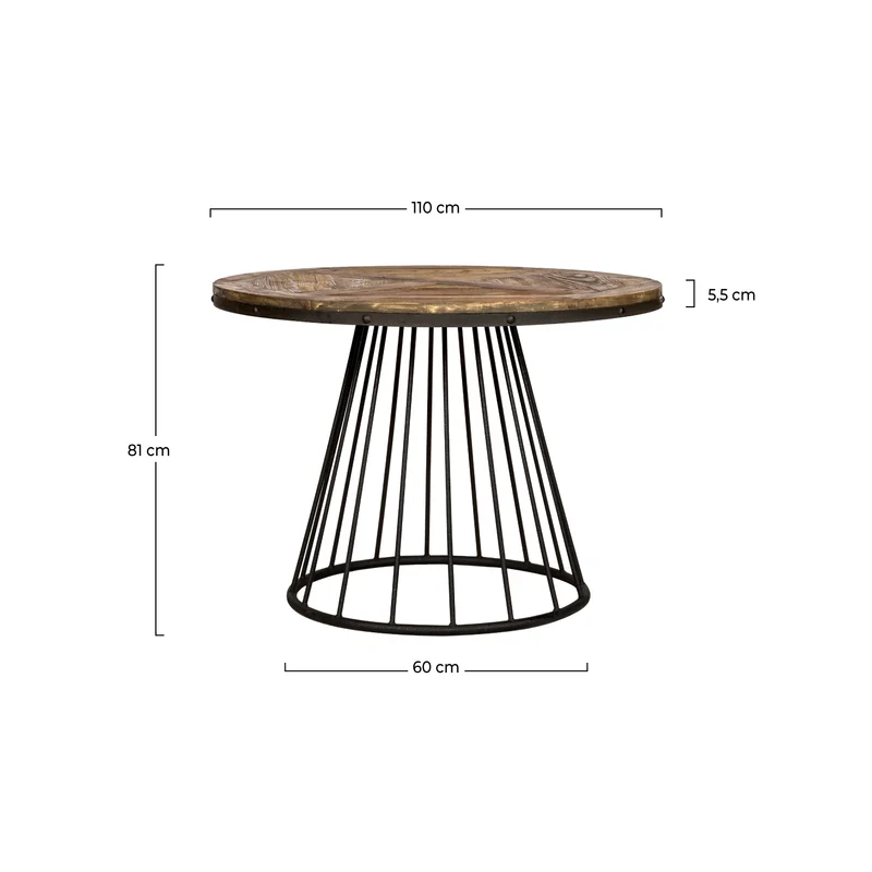 Table ronde Pralus 5 personnes en bois D110 cm