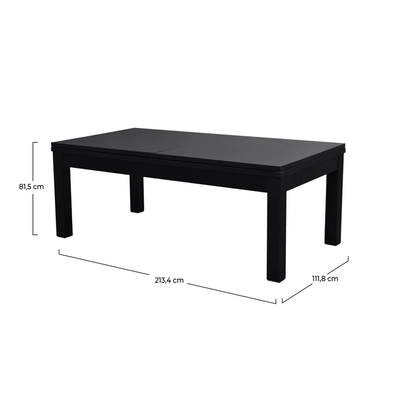 Table de Billard Eddie convertible noire tapis gris