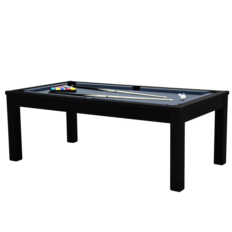 Table de Billard Eddie convertible noire tapis gris