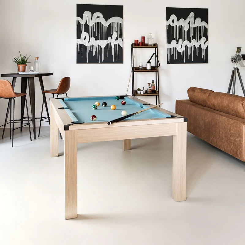 Table de Billard Eddie convertible hêtre tapis bleu
