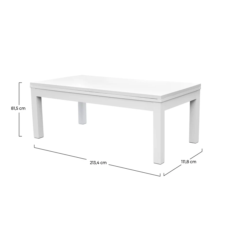 Table de Billard Eddie convertible blanche tapis gris