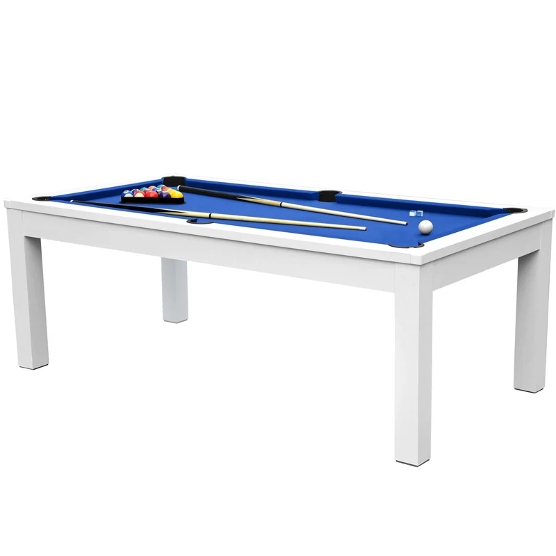 Table de Billard Eddie convertible blanche tapis bleu