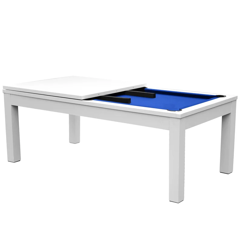 Table de Billard Eddie convertible blanche tapis bleu