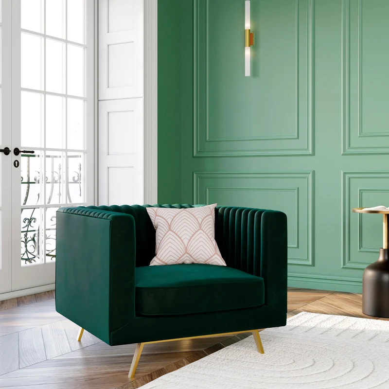 Fauteuil Gatsby en velours vert foncé