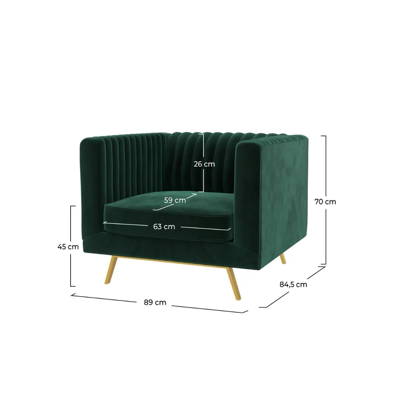 Fauteuil Gatsby en velours vert foncé