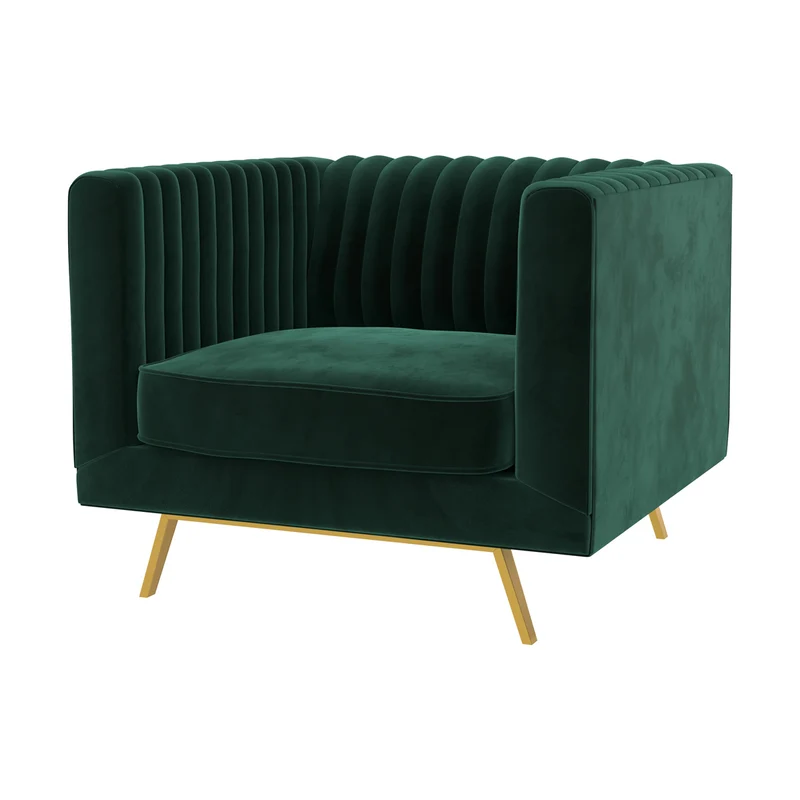 Fauteuil Gatsby en velours vert foncé