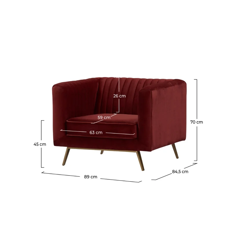 Fauteuil Gatsby en velours bordeaux