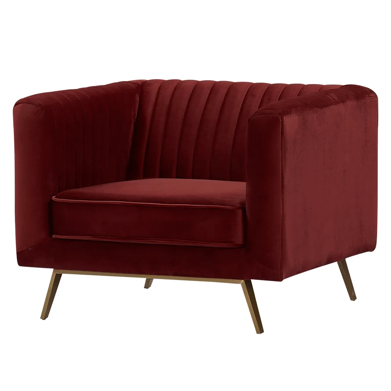 Fauteuil Gatsby en velours bordeaux