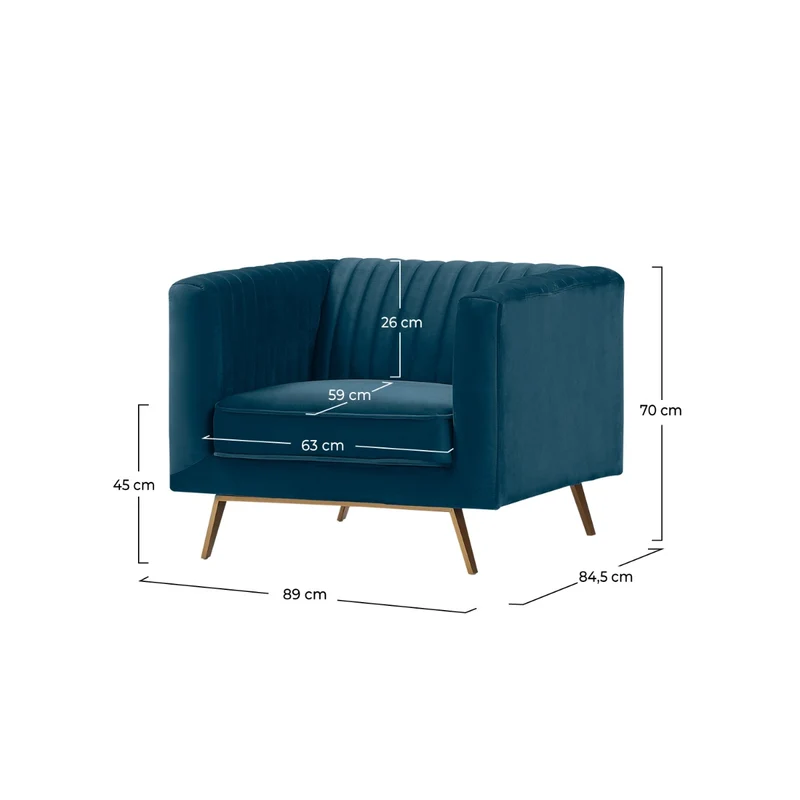 Fauteuil Gatsby en velours bleu foncé