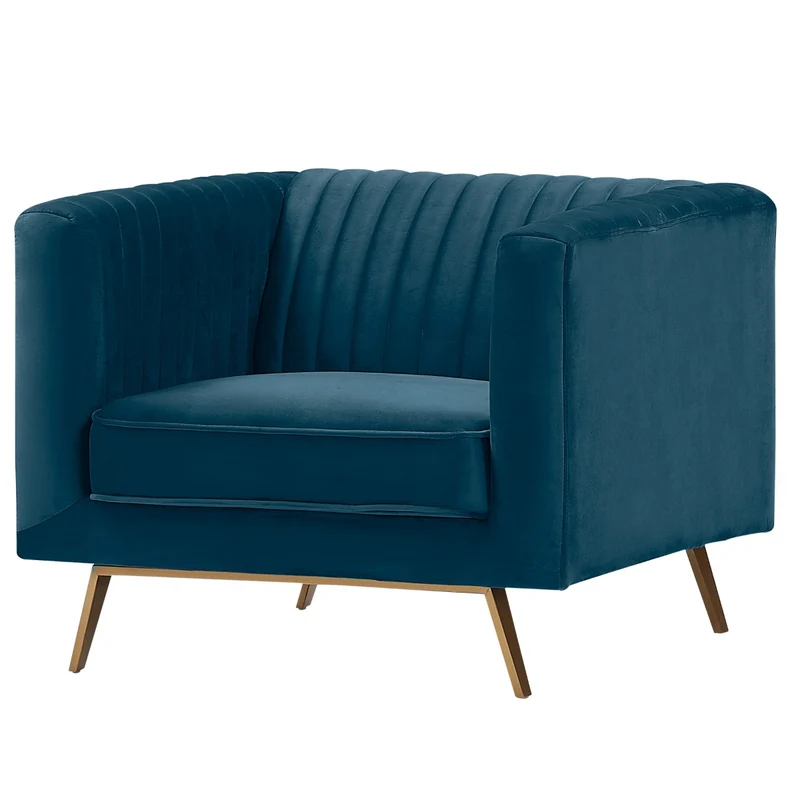 Fauteuil Gatsby en velours bleu foncé