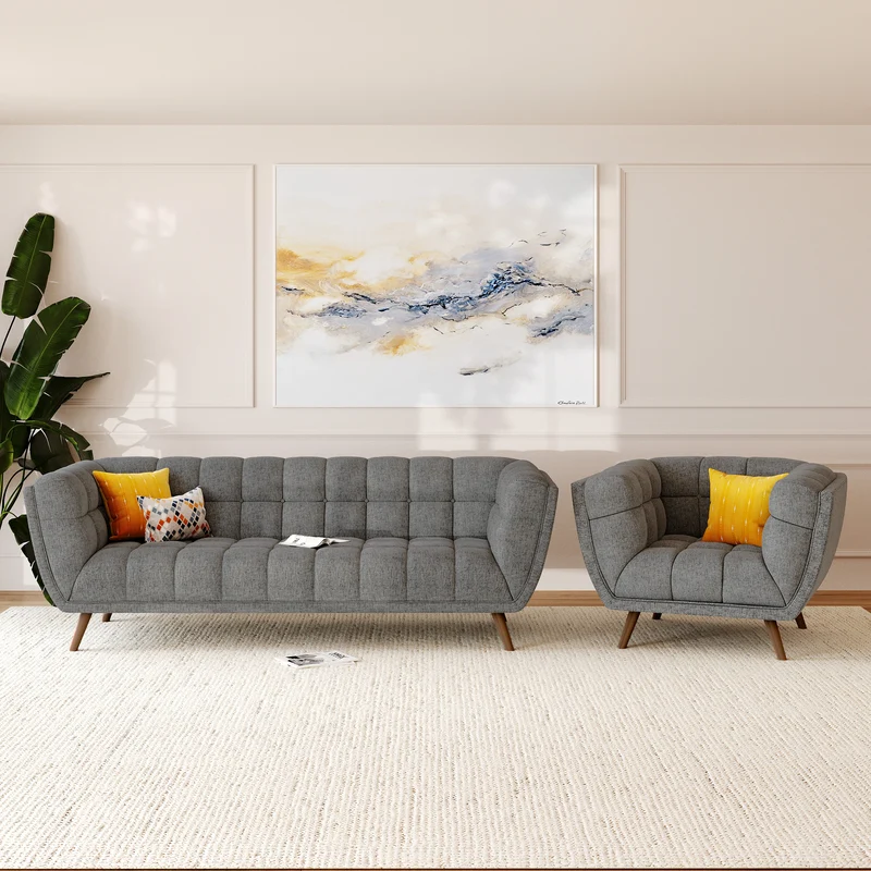 Fauteuil Carmen capitonné gris