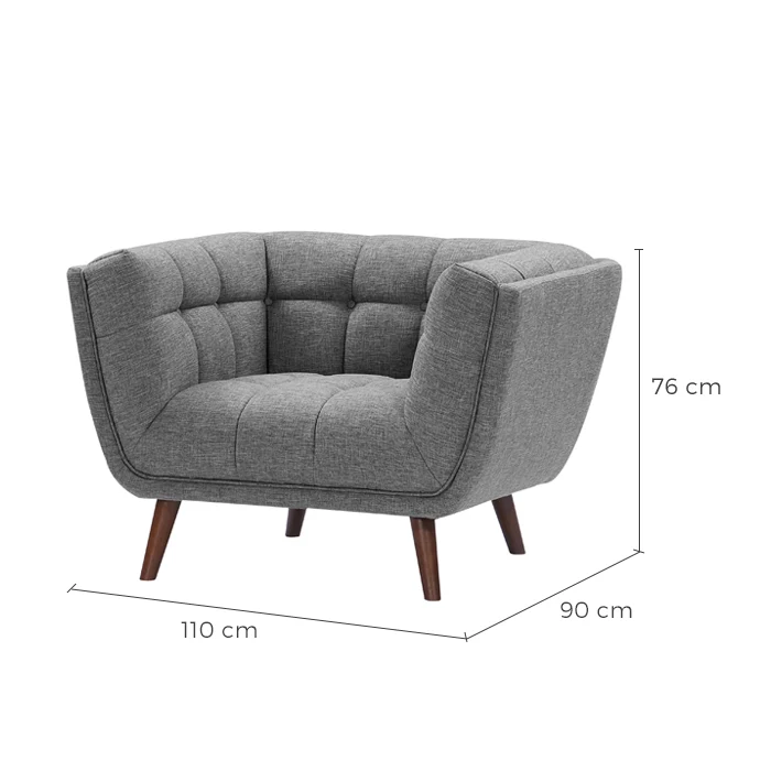 Fauteuil Carmen capitonné gris