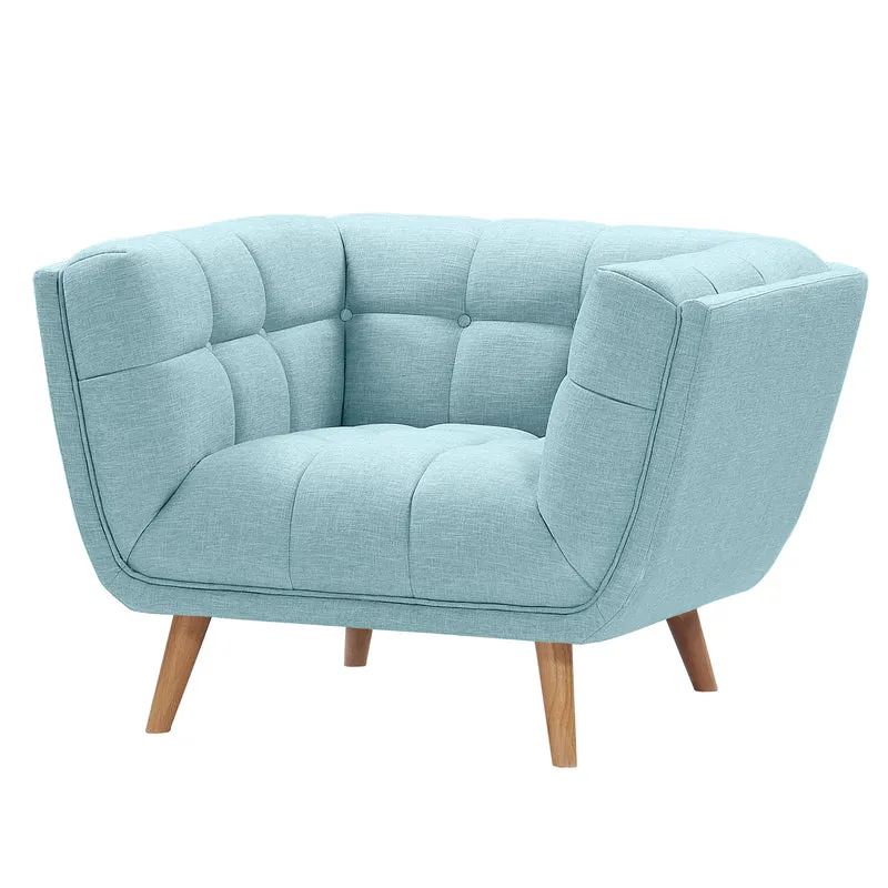 Fauteuil Carmen capitonné bleu clair