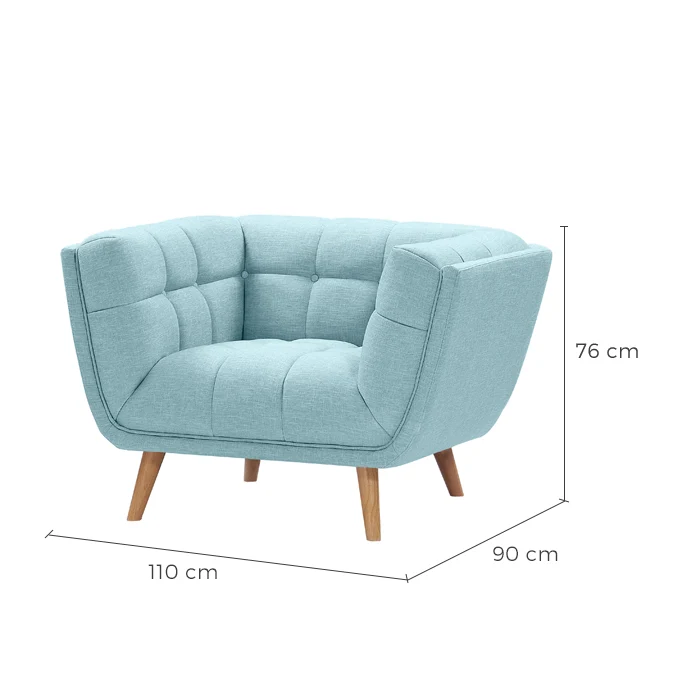 Fauteuil Carmen capitonné bleu clair