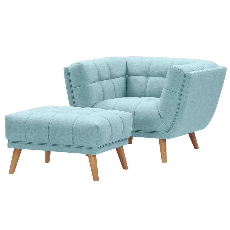 Fauteuil Carmen capitonné bleu clair