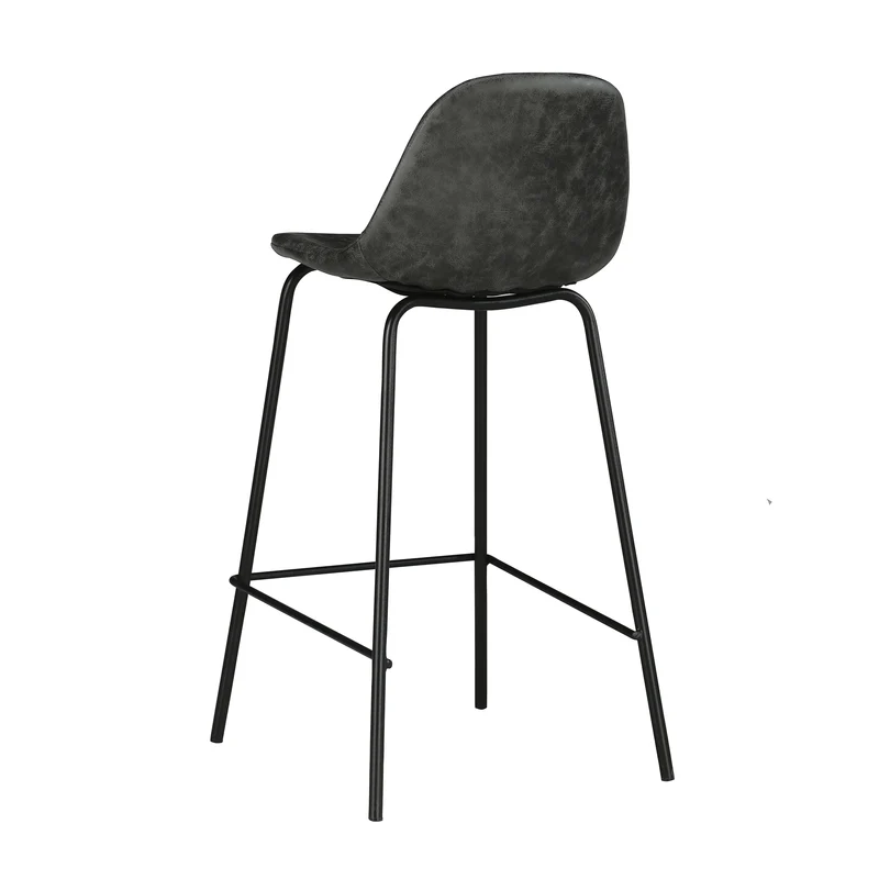 Chaise pour îlot central Henrik en cuir synthétique grise/noire 65 cm (lot de 2)
