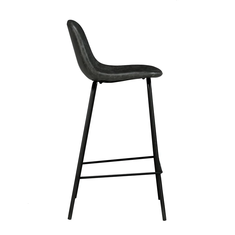 Chaise pour îlot central Henrik en cuir synthétique grise/noire 65 cm (lot de 2)