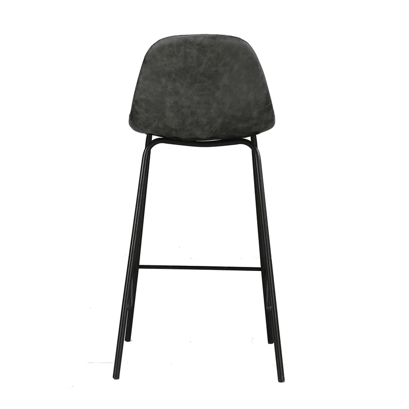 Chaise pour îlot central Henrik en cuir synthétique grise/noire 65 cm (lot de 2)
