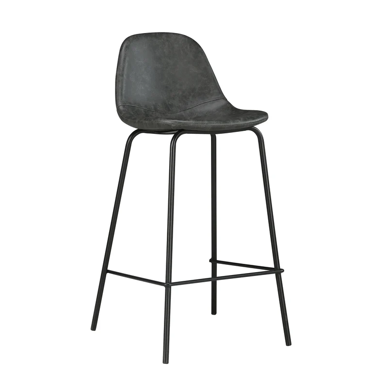 Chaise pour îlot central Henrik en cuir synthétique grise/noire 65 cm (lot de 2)