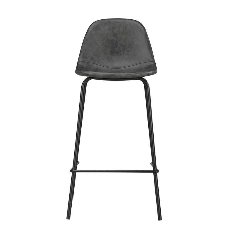 Chaise pour îlot central Henrik en cuir synthétique grise/noire 65 cm (lot de 2)