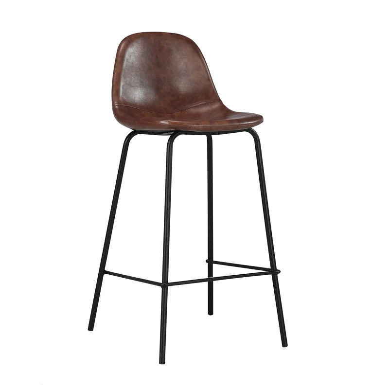 Chaise pour îlot central Henrik en cuir synthétique marron 65 cm (lot de 2)
