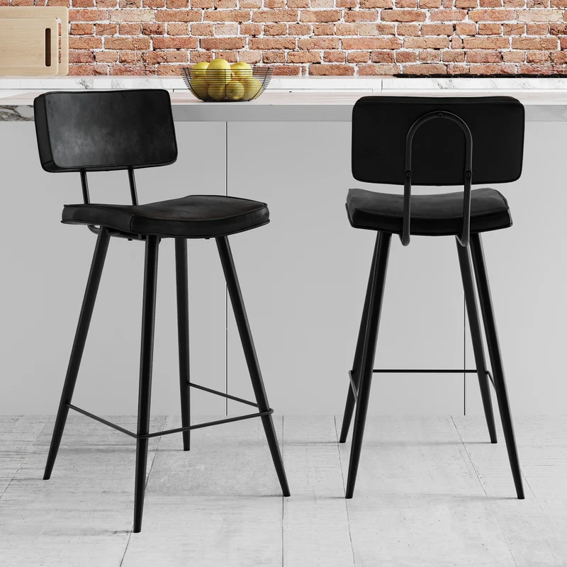 Chaise de bar mi-hauteur Texas grise / noire 66 cm (lot de 2)