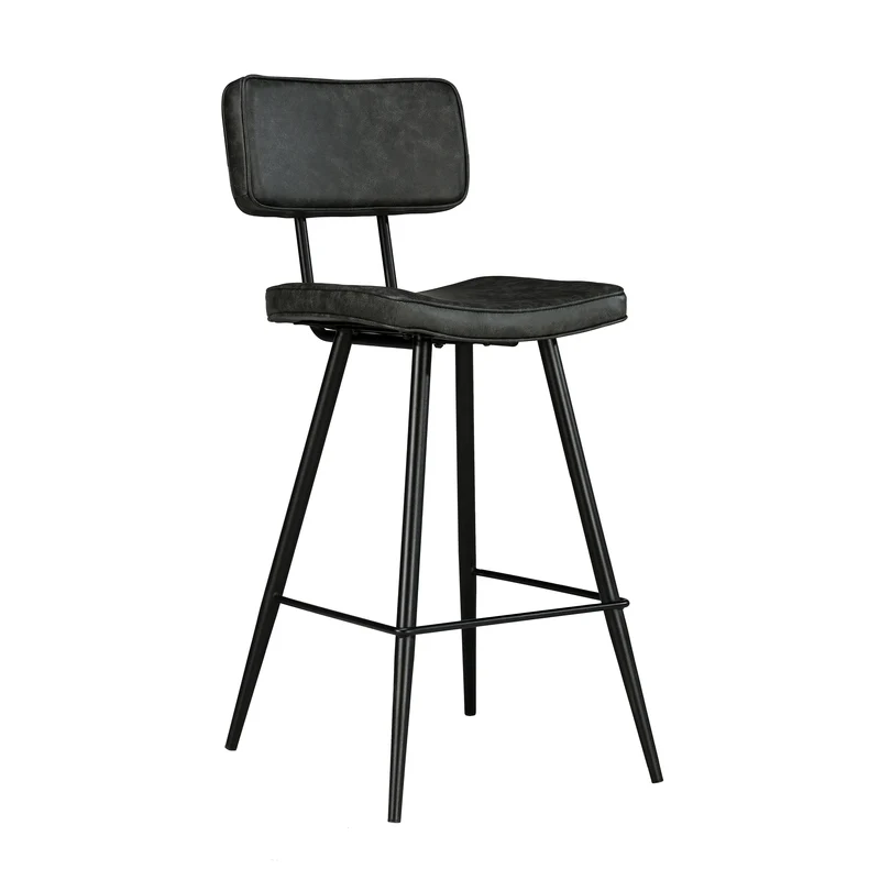 Chaise de bar mi-hauteur Texas grise / noire 66 cm (lot de 2)