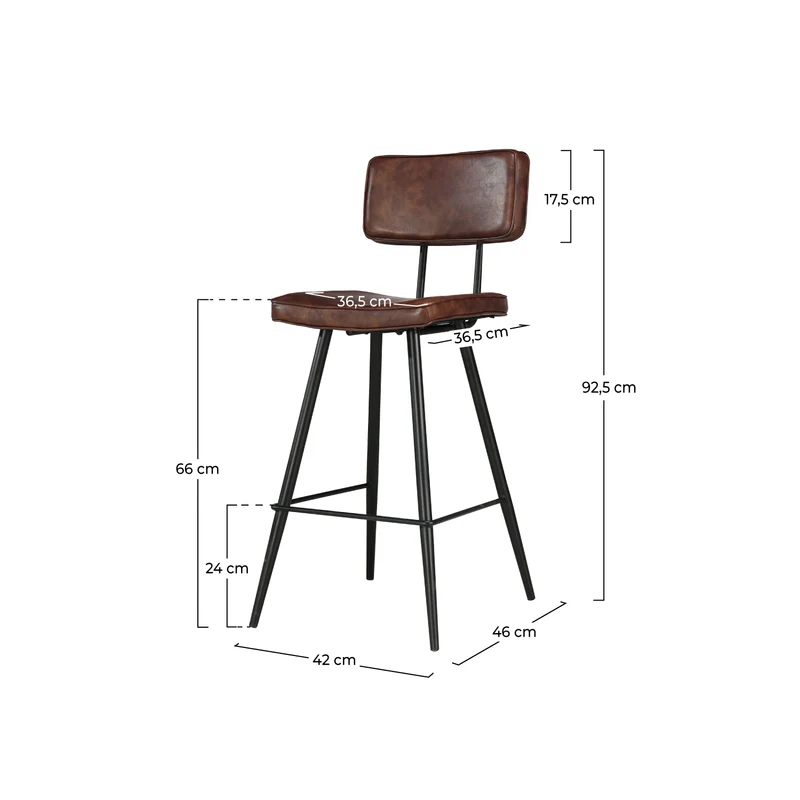 Chaise de bar mi-hauteur Texas marron 66 cm (lot de 2)