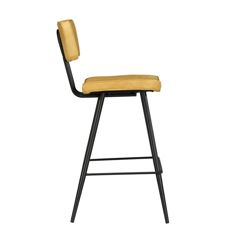 Lot de 2 chaises de bar mi-hauteur 66 cm en cuir synthétique jaune