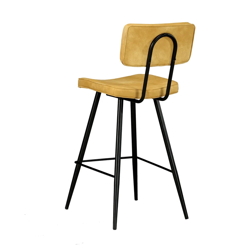 Lot de 2 chaises de bar mi-hauteur 66 cm en cuir synthétique jaune