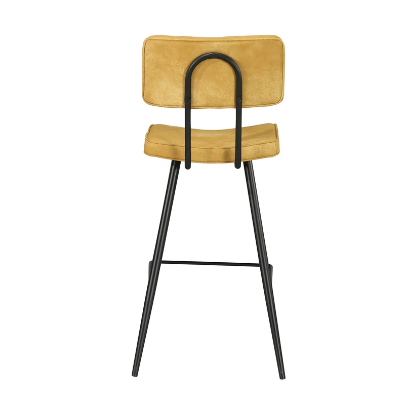 Lot de 2 chaises de bar mi-hauteur 66 cm en cuir synthétique jaune