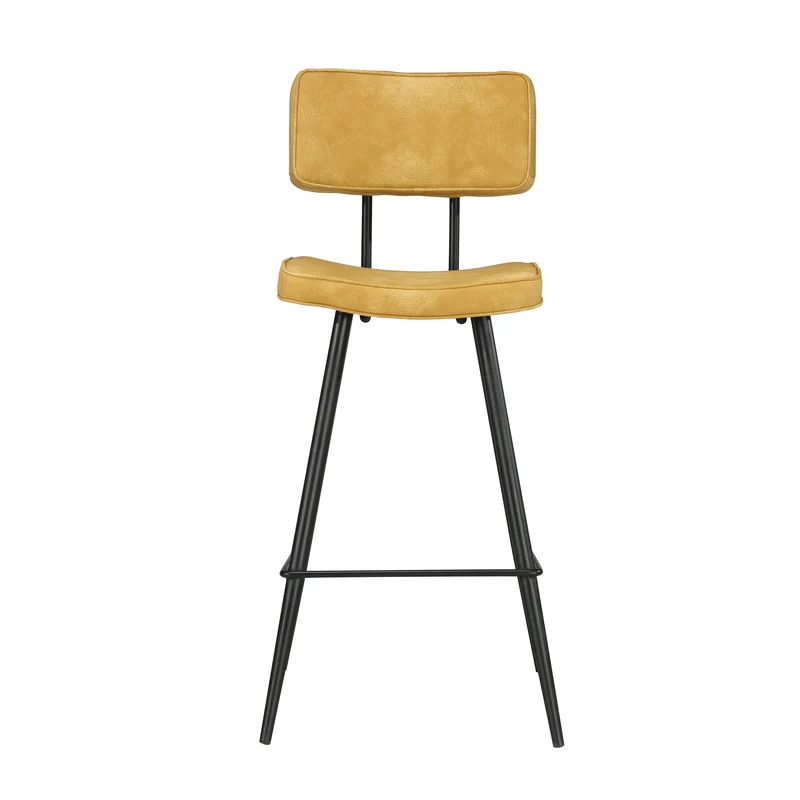 Lot de 2 chaises de bar mi-hauteur 66 cm en cuir synthétique jaune