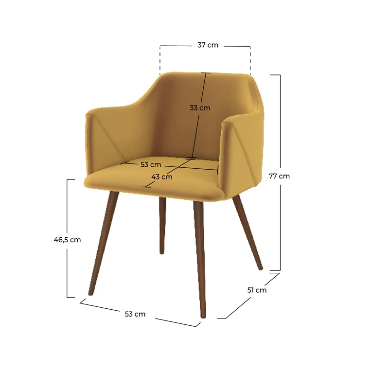 Chaise Daisy en velours jaune moutarde (lot de 2)