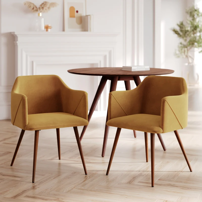 Chaise Daisy en velours jaune moutarde (lot de 2)