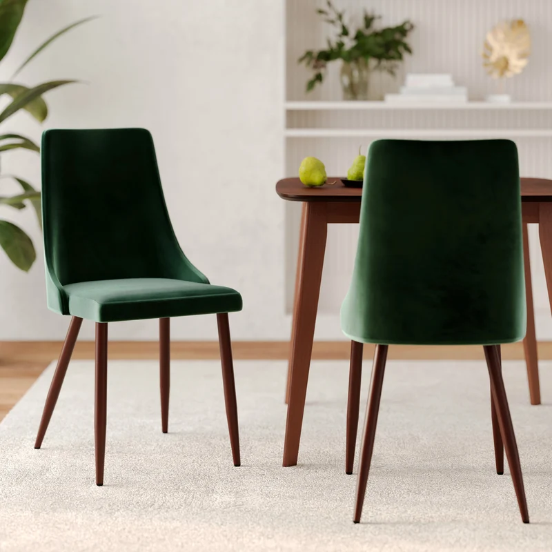 Chaise Vinni en velours vert (lot de 2)