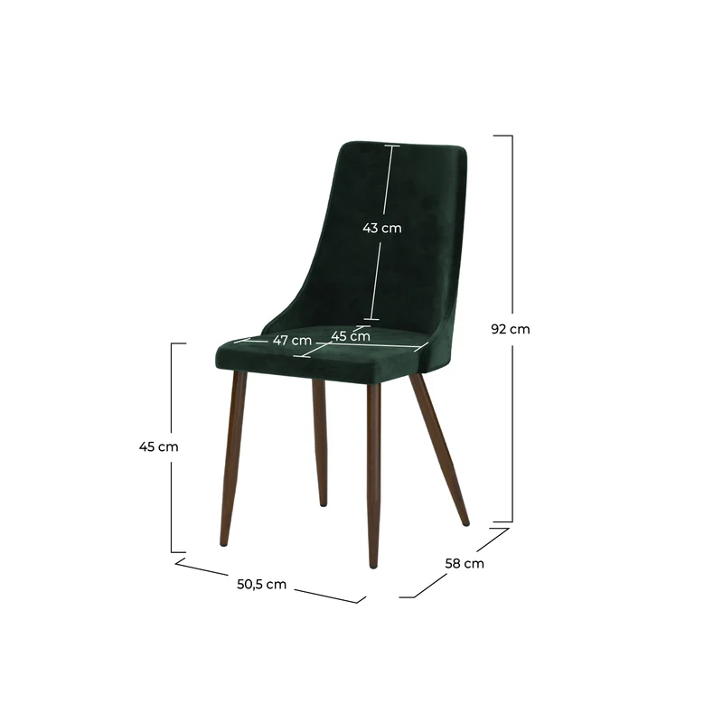Chaise Vinni en velours vert (lot de 2)