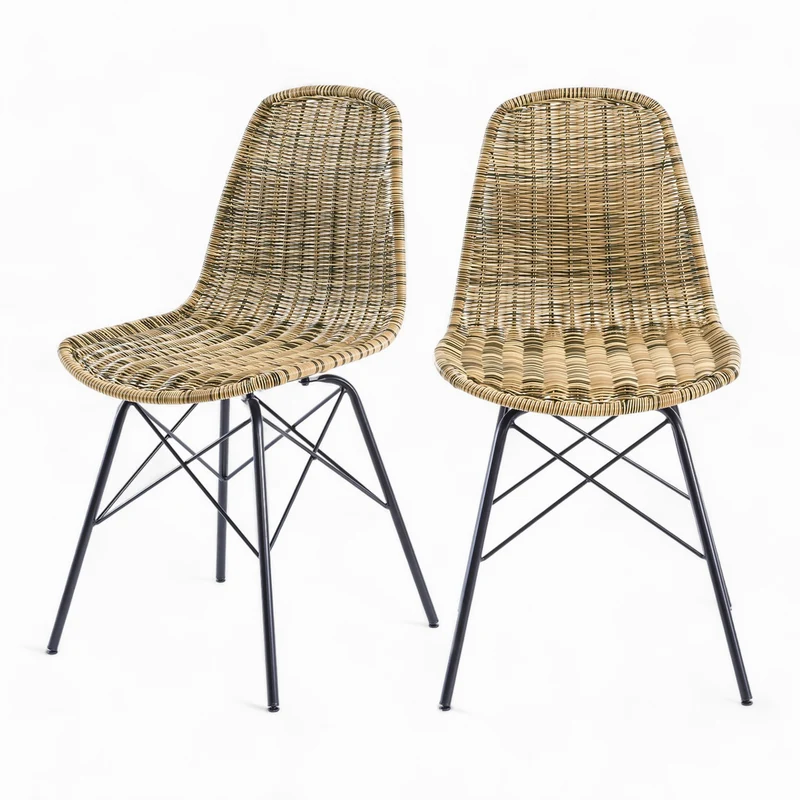 Chaise de jardin Tiptur en résine tressée naturelle (lot de 2)