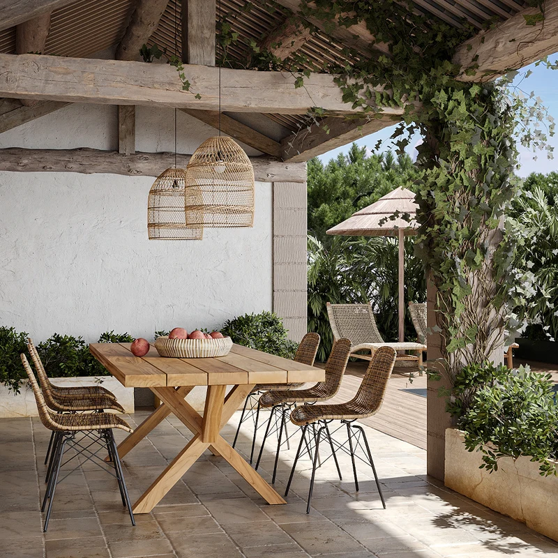 Chaise de jardin Tiptur en résine tressée naturelle (lot de 2)