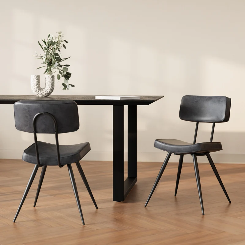 Chaise Texas grise / noire (lot de 2)