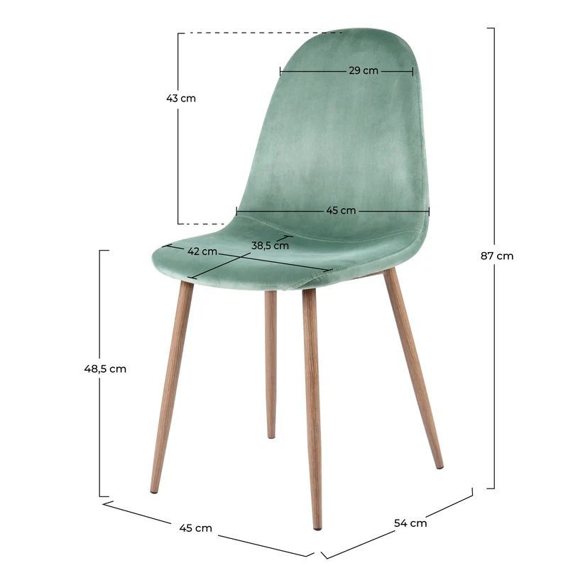 Chaise Fredrik en velours vert d'eau (lot de 2)