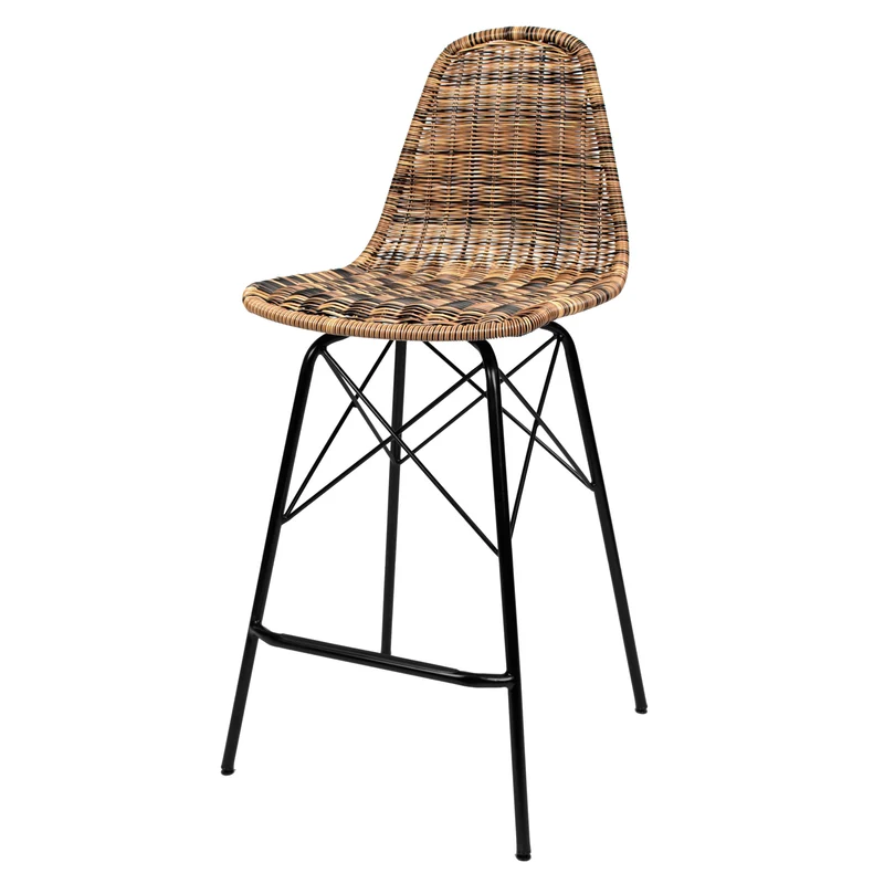 Chaise de bar mi-hauteur de jardin Tiptur en résine tressée naturelle 63 cm (lot de 2)
