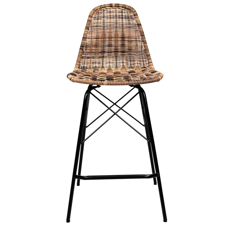 Chaise de bar mi-hauteur de jardin Tiptur en résine tressée naturelle 63 cm (lot de 2)