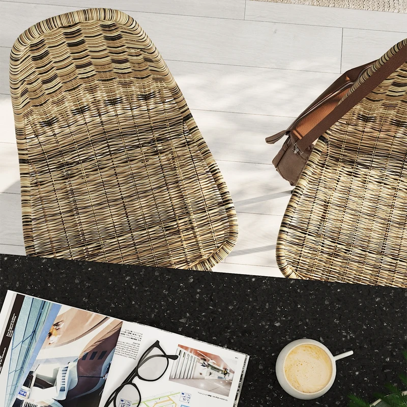 Chaise de bar mi-hauteur de jardin Tiptur en résine tressée naturelle 63 cm (lot de 2)