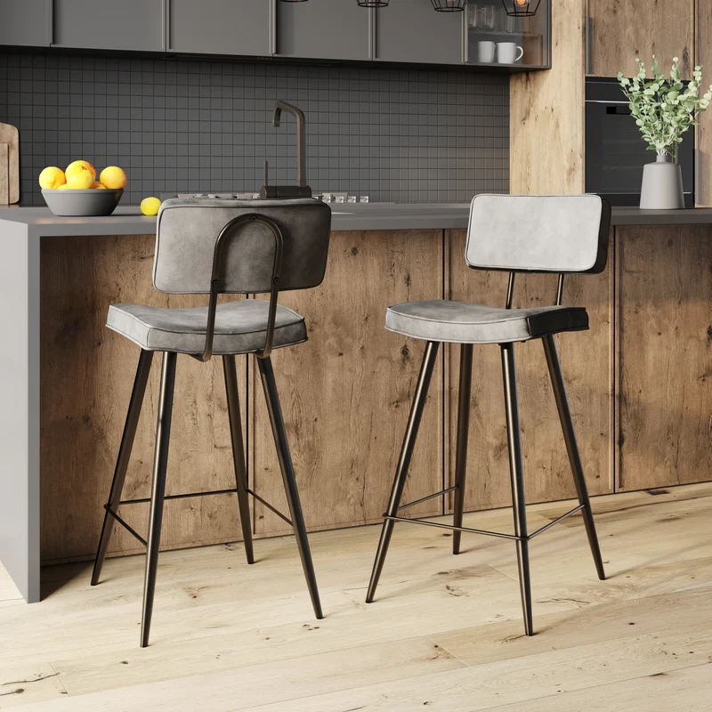 Chaise de bar mi-hauteur Texas grise 66 cm (lot de 2)