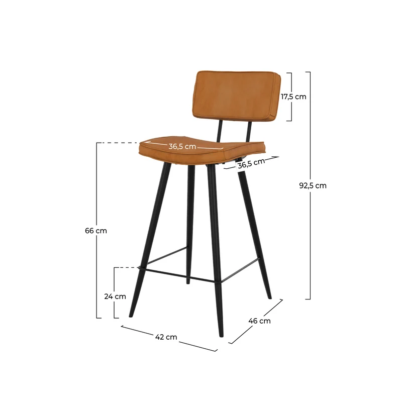 Chaise de bar mi-hauteur Texas camel 66 cm (lot de 2)